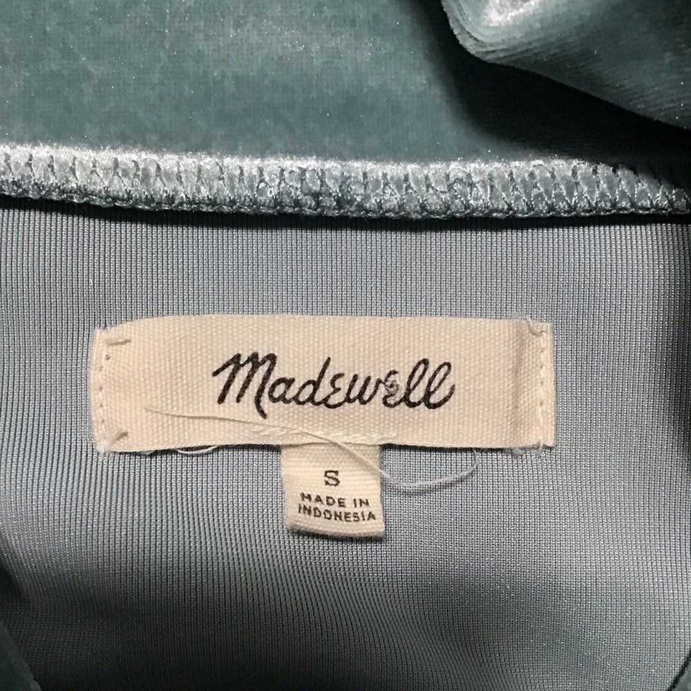 Madewell Light Teal Velvet Mockneck Top size S - Picture 5 of 8
